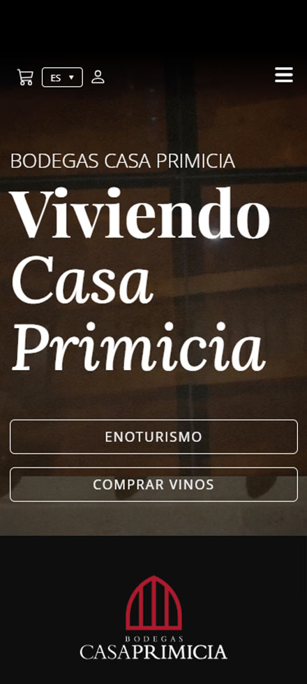 Versión móvil de la web Bodega Casa Primicia