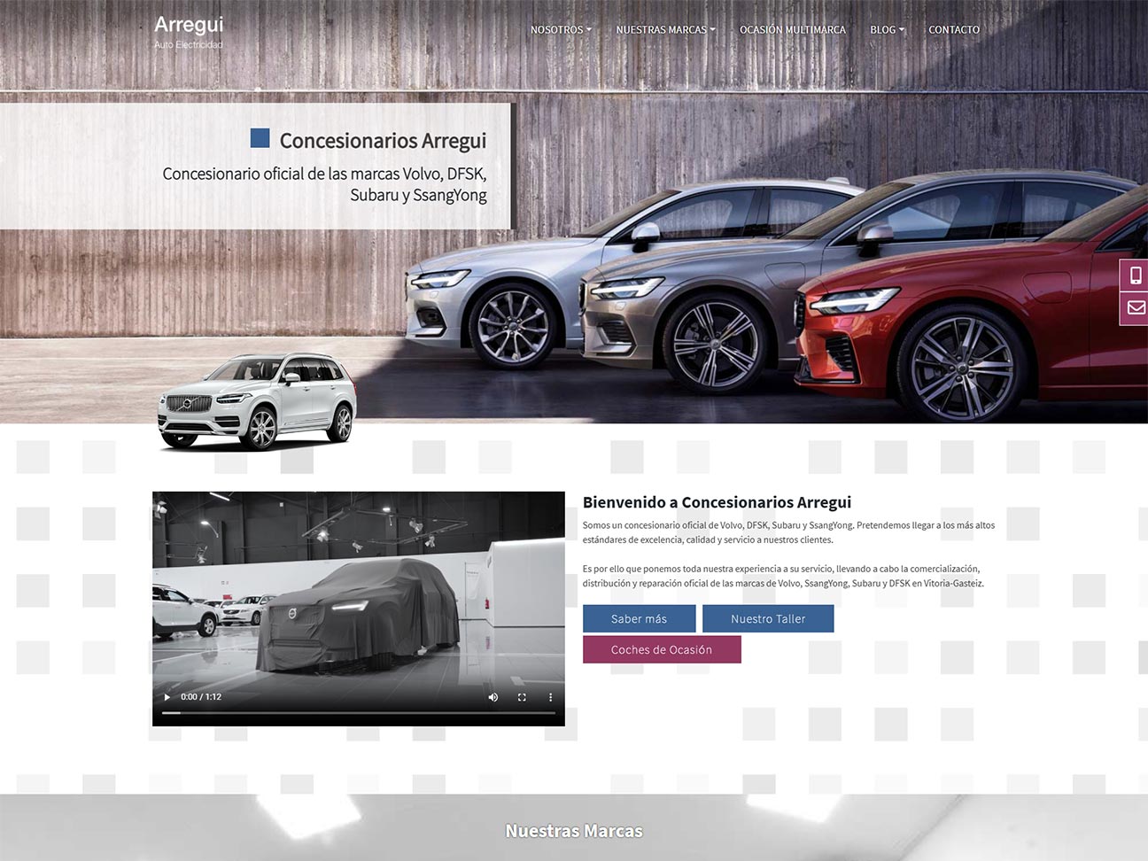 Mockup de web de Arregui Motor