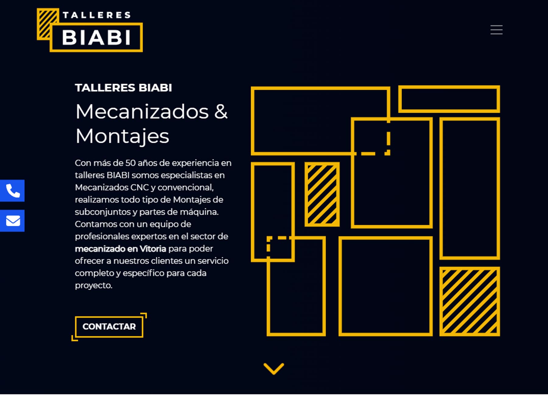 Versión ordenador de la página web de Talleres Biabi