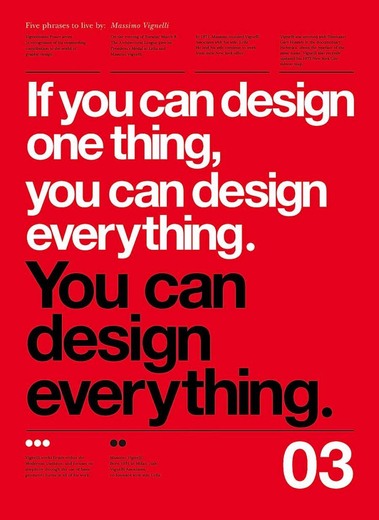 Diseñadores ilustres: Massimo Vignelli. Conoce más acerca de un referente del diseño gráfico mundial.