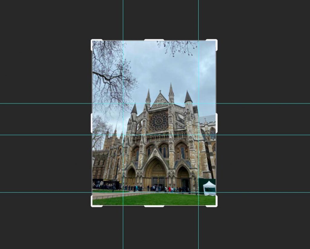 Imagen con guías para enderezar una foto