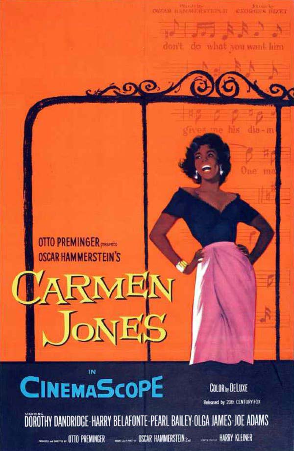 Cartel de la película "Carmen Jones". Realizado por Saul Bass