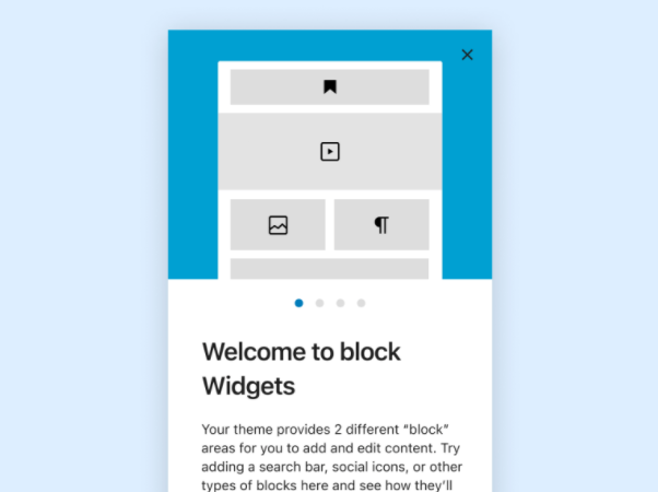 Nueva gestión de widgets como si fueran bloques de Gutenberg