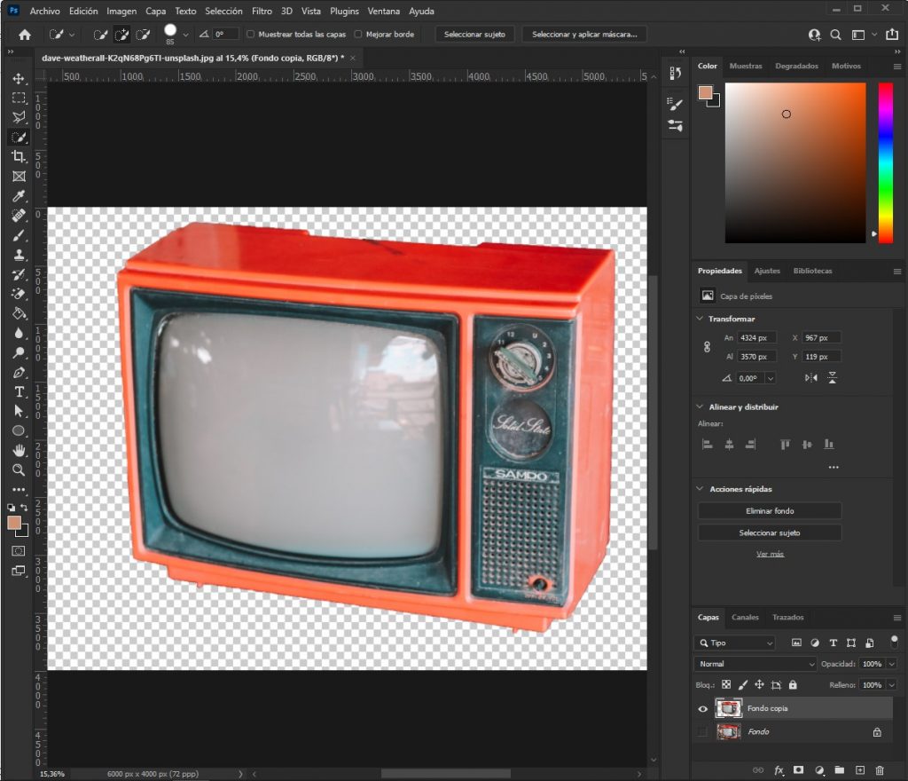 como recortar una imagen en photoshop