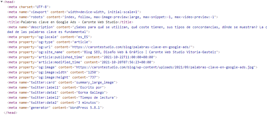 Tipos de meta etiquetas o meta tags en HTML.
