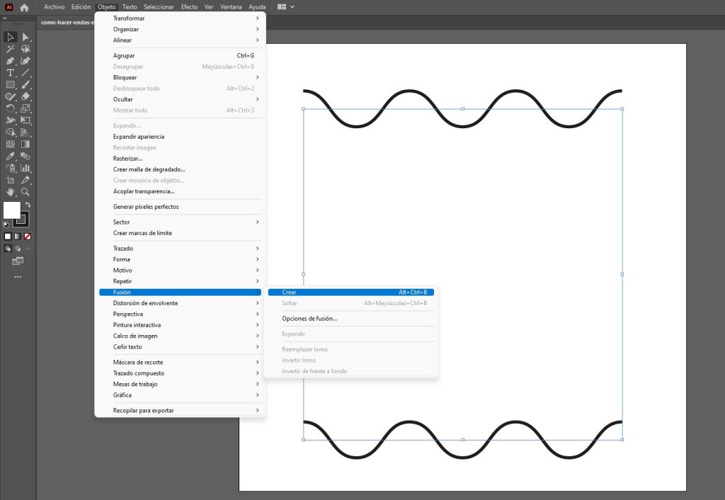 Ondas zigzag en Illustrator paso 9