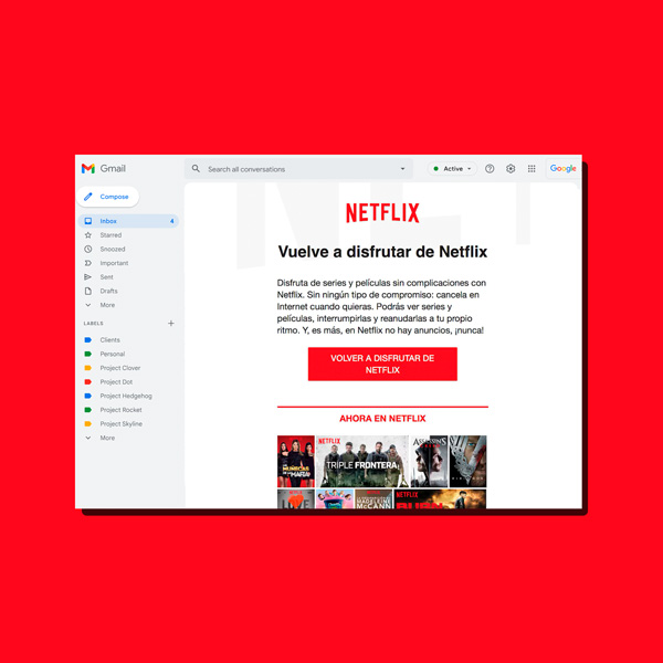 Netflix email marketing exitoso ejemplo