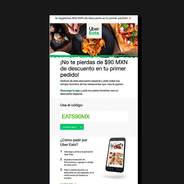 Ejemplo email marketing exitoso de Uber