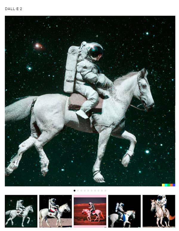 Imagen de astronauta sobre caballo, generada por DALL-E 2 mediante Inteligencia artificial