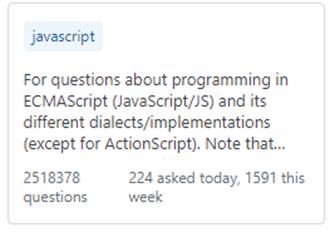 captura de Stack Overflow, 2518378 preguntas sobre JavaScript