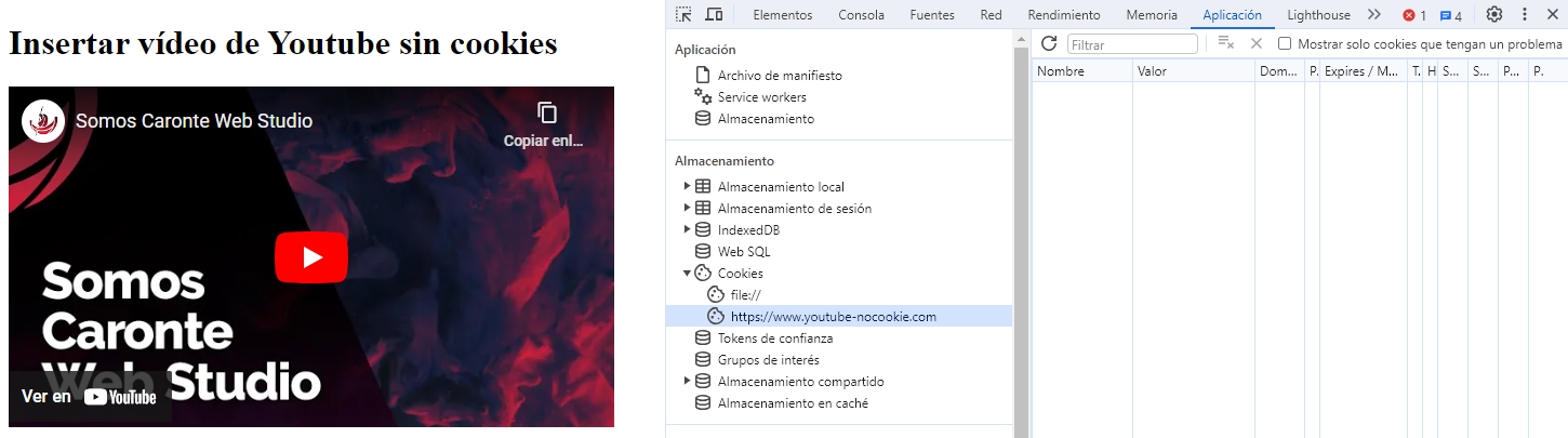 Insertar vídeos de YouTube con y sin Cookies - Caronte Web Studio