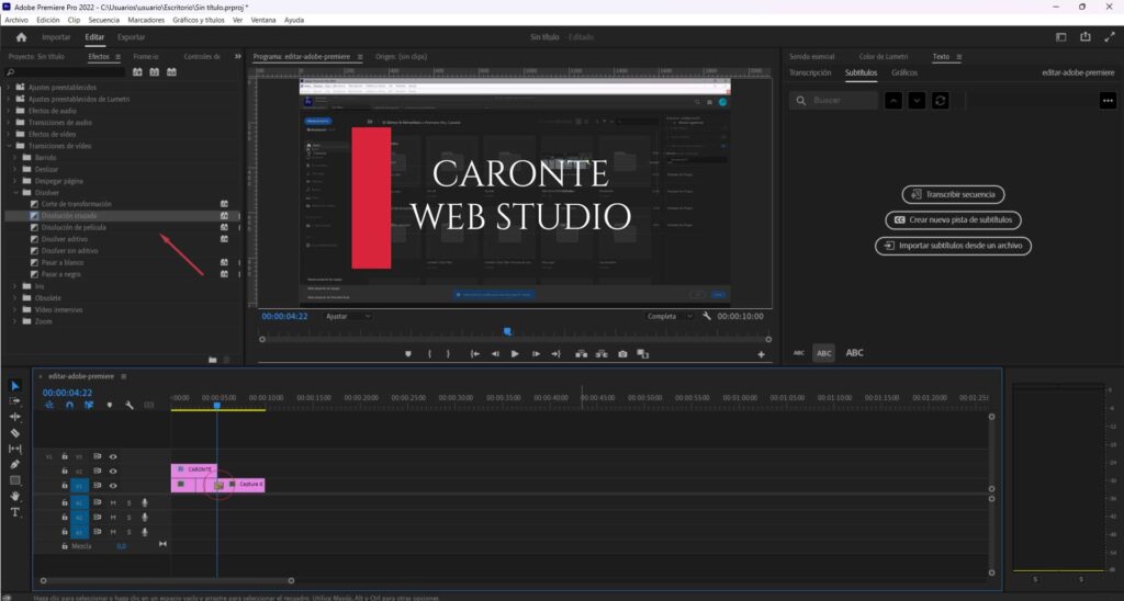 Editar videos en Adobe Premiere transiciones