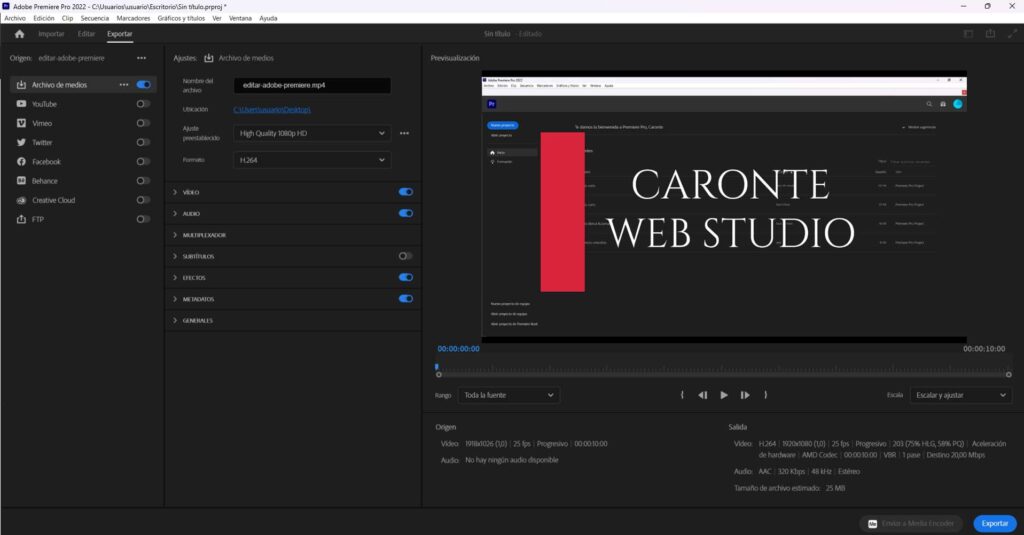 Editar videos en Adobe Premiere exportar