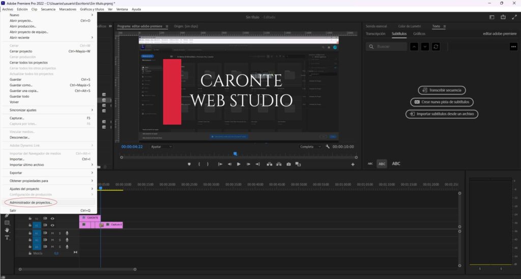 Editar videos en Adobe Premiere empaquetar 1