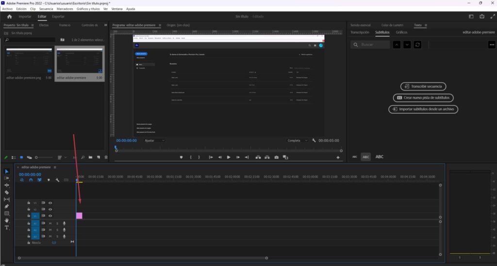 Editar videos en Adobe Premiere importar archivos 2