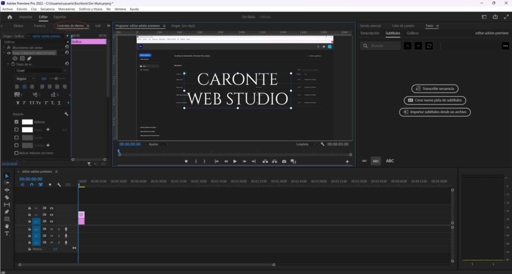 Editar videos en Adobe Premiere texto 2