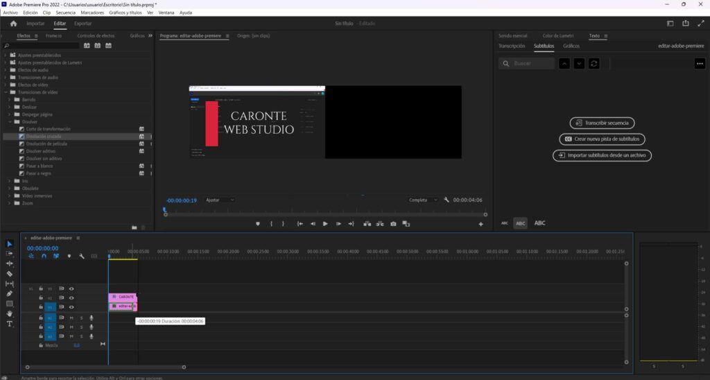 Editar videos en Adobe Premiere cortar 1