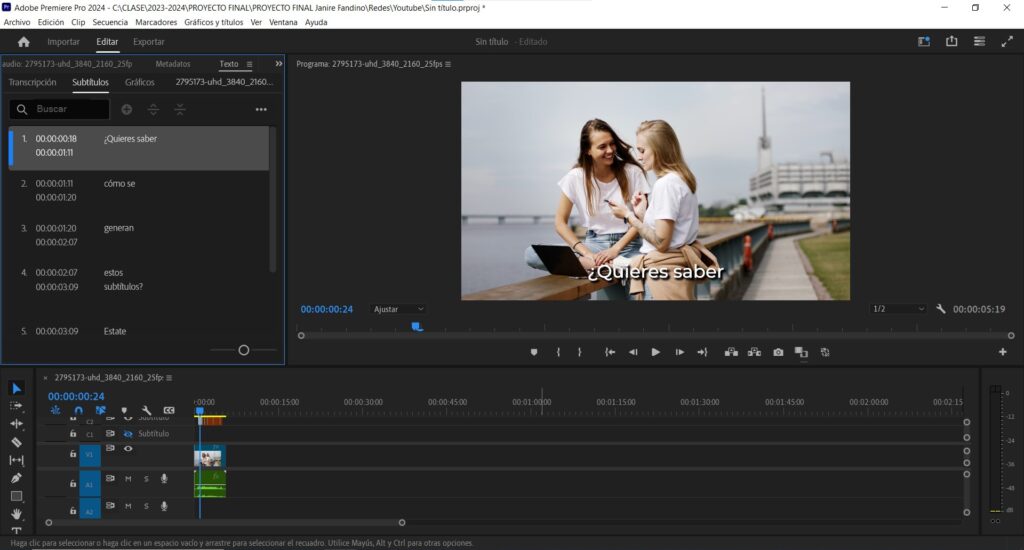 Subtítulos automáticos en premiere limpieza final