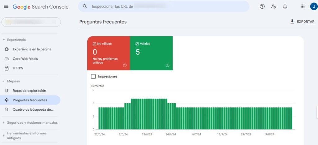 Seguimiento y monitorización de datos estructurados de FAQ en Search Console