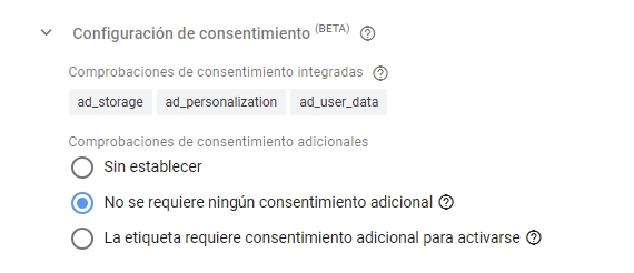 Establecer consentimientos a las etiquetas en Google Tag Manager