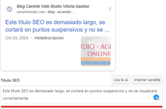 Cambiar el título SEO con Yoast SEO.