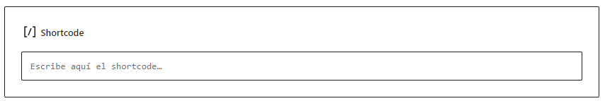 Bloque Shortcode de WordPress