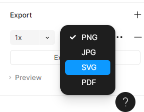 pantallazo de Figma con las opciones de exportar