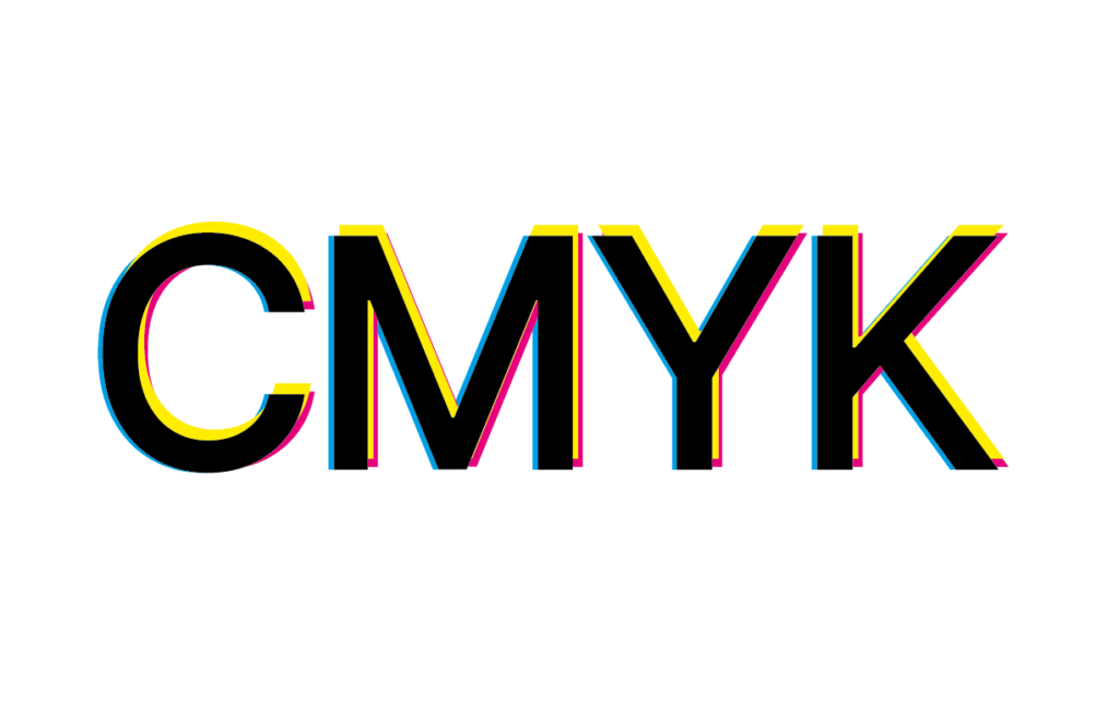 Fallo de registro con la palabra CMYK, siendo visible todas las tintas.