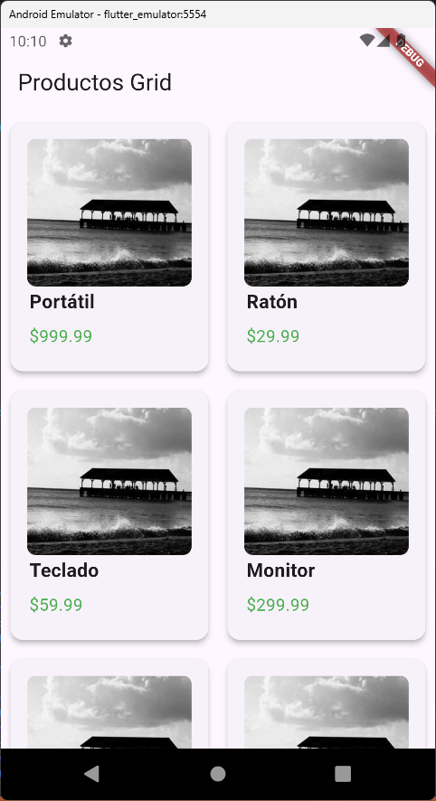 Tarjetas en grid