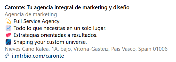 Ejemplo de NAP en redes sociales