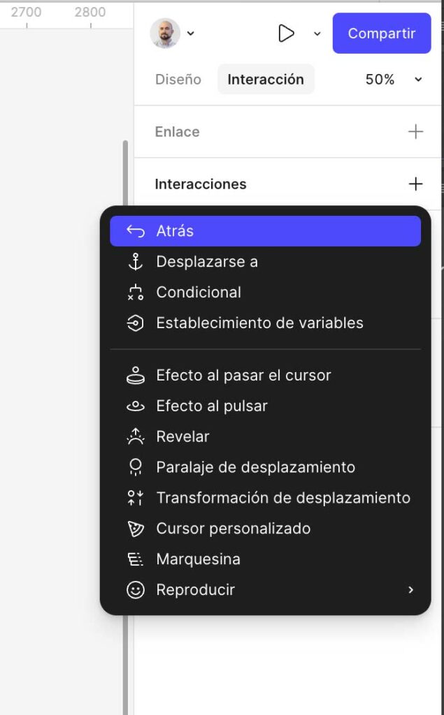 Barra lateral derecha Figma Sites