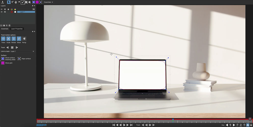 Interfaz After Effects, en el panel de AE Mocha