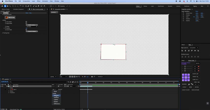 Interfaz After Effects, creando una máscara para sustituir el contenido