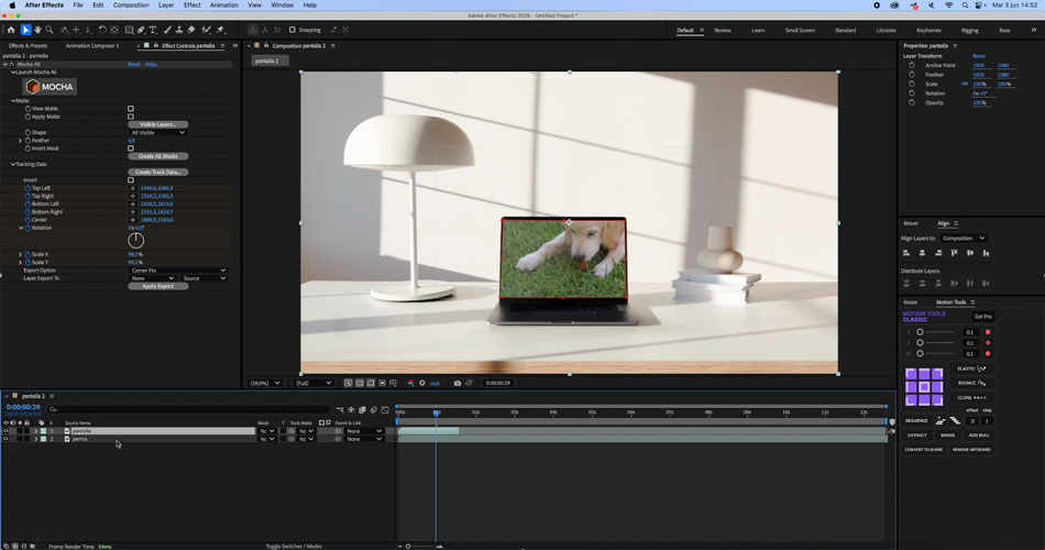Interfaz After Effects, sustituyendo el contenido por un vídeo