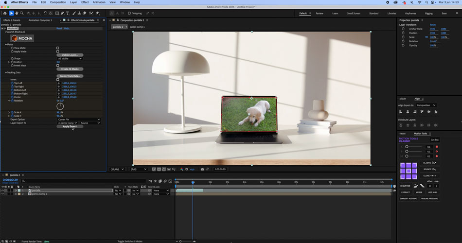Interfaz After Effects, ajustando vídeo