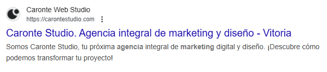 Ejemplo de snippet en los resutlados de búsquda
